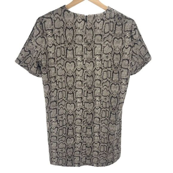 Zara Woman Women's Animal Print Shift Dress Stretch Short Sleeve Tan Gray Medium - Picture 6 of 9